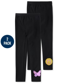 Girls Flip Sequin Knit Fleece Lined Leggings 2-Pack