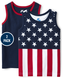 Baby And Toddler Boys American Flag Tank Top 2-Pack
