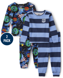 Baby And Toddler Boys Space Snug Fit Cotton Pajamas 2-Pack