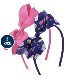 Girls And Toddler Girls School Doodle Bow Headband 2-Pack