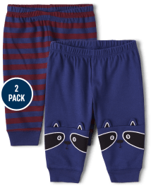 Baby Boys Raccoon Striped Pants 2-Pack