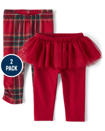 Lot de 2 leggings tutu à carreaux pour bébé fille