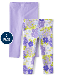 Toddler Girls Mix And Match Floral Print And Solid Leggings 2 Pack PURPLE The Children s Place CA