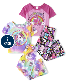 Girls Llama Unicorn Pajamas 2-Pack