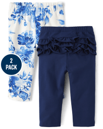 Baby Girls Floral Ruffle Leggings 2-Pack