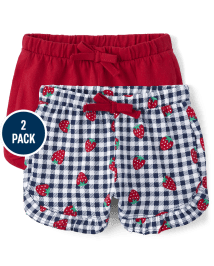 Baby Girls Gingham Strawberry Ruffle Shorts 2-Pack