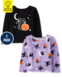 Toddler Girls Cat Top 2-Pack