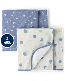 Baby Boys Moon Swaddle Blanket 2-Pack