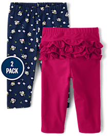 Baby Girls Floral Ruffle Leggings 2-Pack