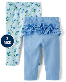 Baby Girls Floral Ruffle Leggings 2-Pack