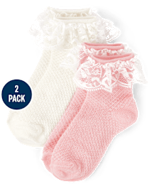 Lot de 2 paires de chaussettes mi-longues à volants Fille Pointelle