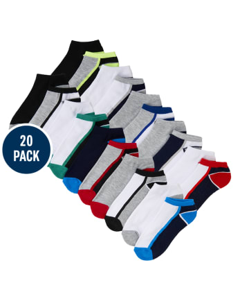 Boys Mix And Match Cushioned Ankle Socks 20-Pack
