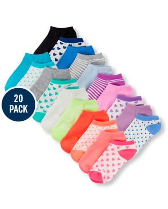 Girls Heart Ankle Socks 20-Pack