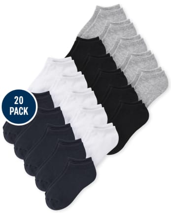 Unisex Kids Cushioned Ankle Socks 20-Pack