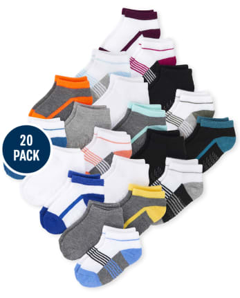 Toddler Boys Colorblock Cushioned Ankle Socks 20-Pack