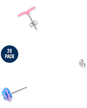 Paquete de 20 aretes de arcoíris para niñas