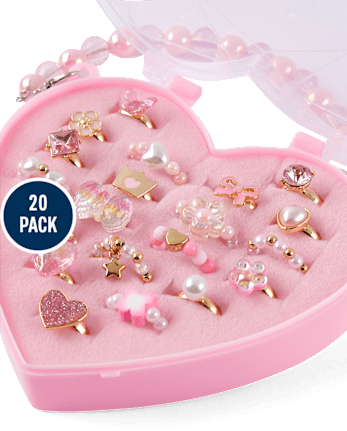 Girls Floral Ring 20-Pack