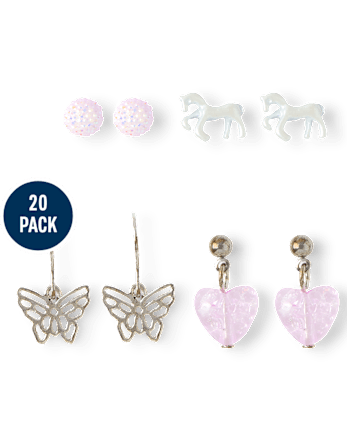 Boucles d'oreilles papillon pour filles (lot de 20) - MULTI CLR