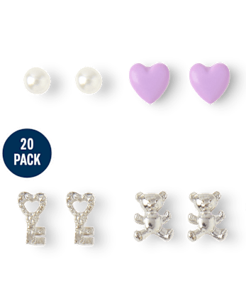 Boucles d'oreilles papillon pour filles (lot de 20) - MULTI CLR