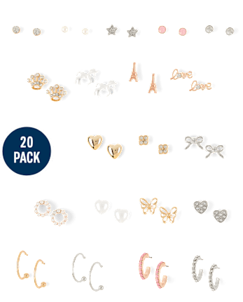 Girls Earrings 20-Pack