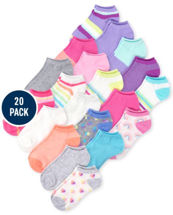 Pack de 20 calcetines tobilleros de rayas para niñas