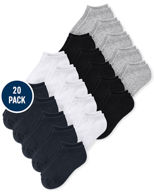 Lot de 20 paires de socquettes unisexes pour enfants