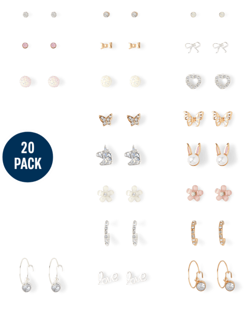 Girls Unicorn Earrings 20-Pack