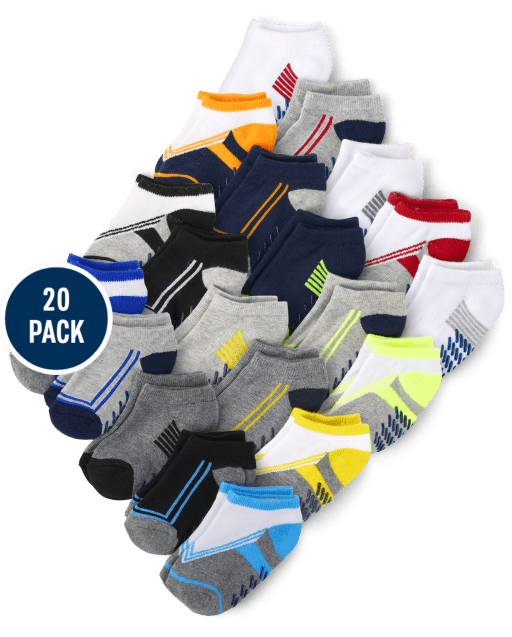 Baby And Toddler Boys Colorblock Cushioned Ankle Socks 20-Pack