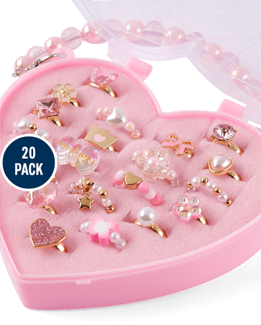 Girls Floral Ring 20-Pack