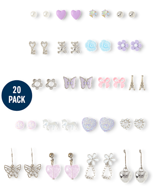 Girls Butterfly Earrings 20-Pack