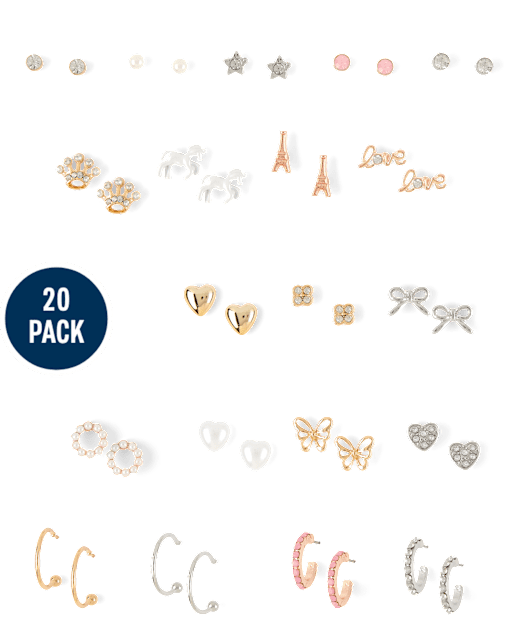 Boucles d'oreilles pour filles (lot de 20)