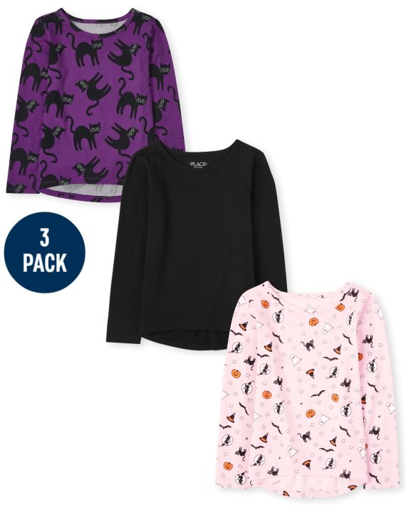3-Pack The Children's Place Girls Halloween Top (Purple Carrot)