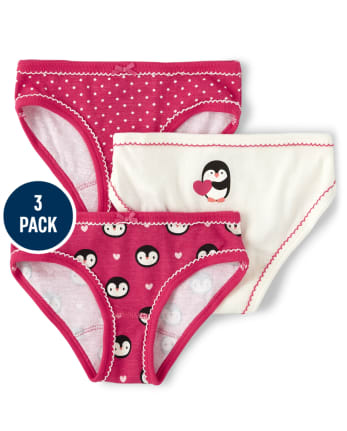 Set of 3 Cat & Jack Girls Classic Briefs Panties Holiday Penguins