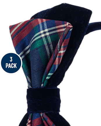 Girls Plaid 3-Piece Hair Set - Royal Christmas