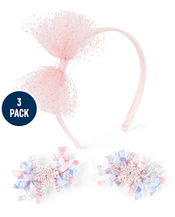 Girls 3-Piece Hair Set - Little Snowflake