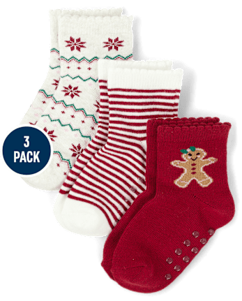 Girls Christmas Midi Socks 3-Pack - Holiday Express