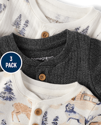 Baby Boys Forest Henley Bodysuit 3-Pack - Homegrown by Gymboree