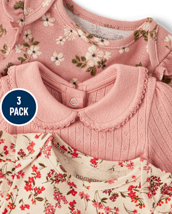 Lot de 3 bodies Henley fleuris pour bébé fille - Homegrown by Gymboree