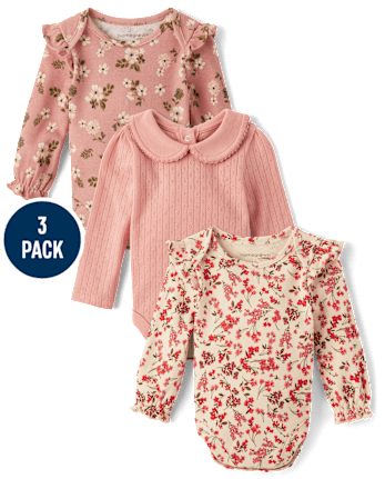 Lot de 3 bodies Henley fleuris pour bébé fille - Homegrown by Gymboree