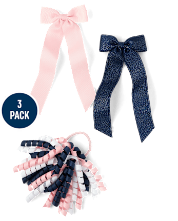 Girls Bow 3-Piece Hair Set - Campus Cuties