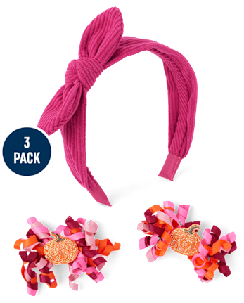 Girls Pumpkin 3-Piece Hair Set - Fall Celebrations