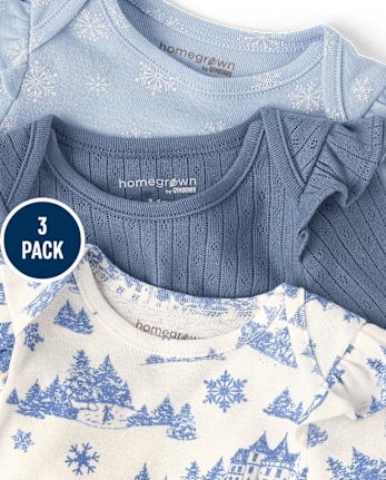 Baby Girls Snowflake Flutter Bodysuit 3-Pack - Homegrown by Gymboree