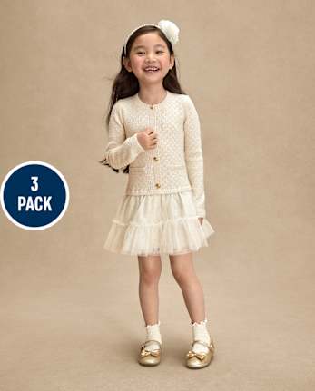 Girls Faux Pearl Sequin 3-Piece Hair Set - Royal Christmas