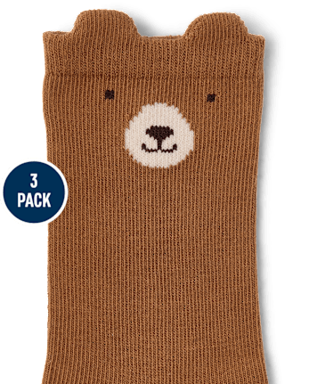 Boys Bear Crew Socks 3-Pack - First Frost