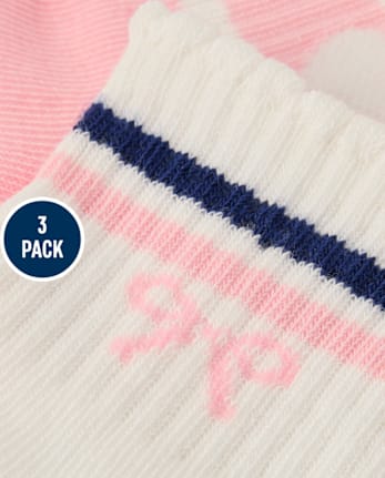 Girls Striped Bow Crew Socks 3-Pack - Club House