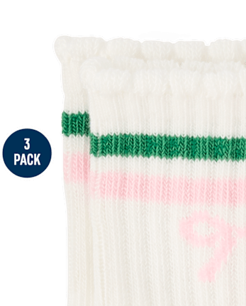 Lot de 3 paires de chaussettes rayées à nœud papillon pour filles - Club House