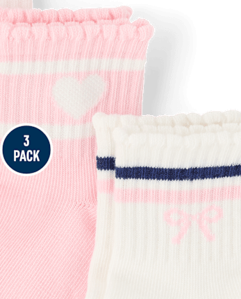 Lot de 3 paires de chaussettes rayées à nœud papillon pour filles - Club House