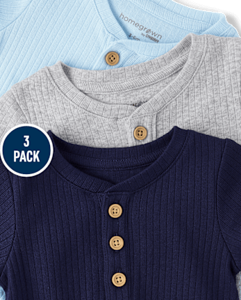 Baby Boys Marled Henley Bodysuit 3-Pack - Homegrown by Gymboree