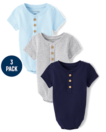 Baby Boys Marled Henley Bodysuit 3-Pack - Homegrown by Gymboree