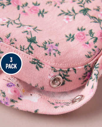 Baby Girls Hello Kitty® Floral Toile Bodysuit 3-Pack